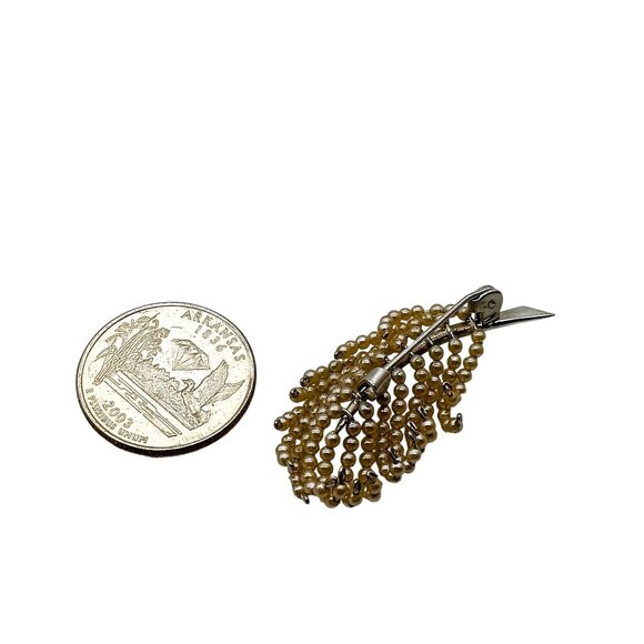 Vintage Seed Pearl Beaded Leaf or Feather Brooch - Picture 3 of 3